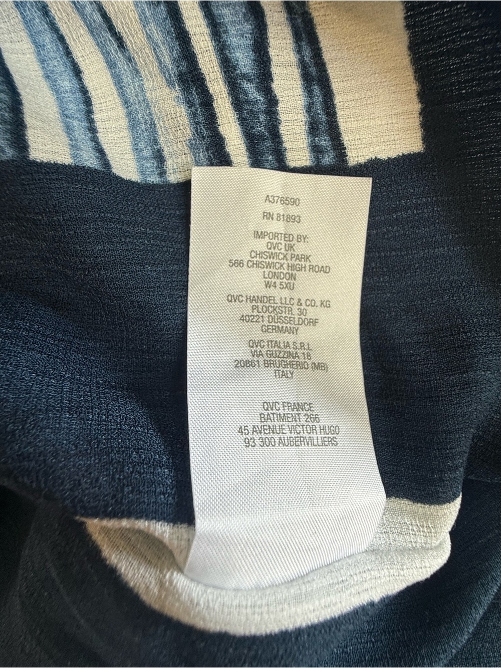 Susan Graver Blue & White Striped Printed Woven Scarf Poncho Top XL Coastal - Picture 6 of 11